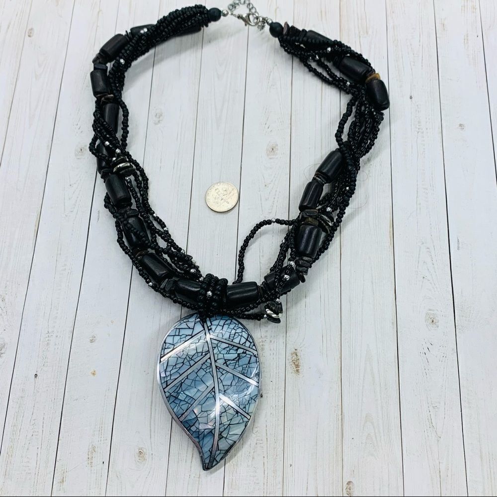 ‎Inlay Blue Shell Beaded Necklace